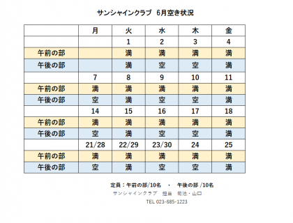 6月の空き状況