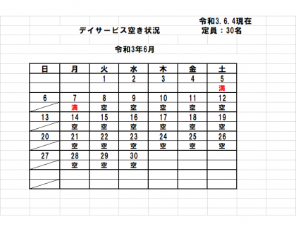 6月の空き状況