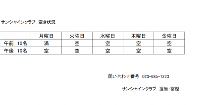 12月2週目空き状況